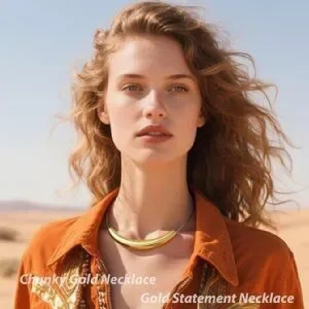 Anthropologie Chunky Gold Collar Choker Necklace